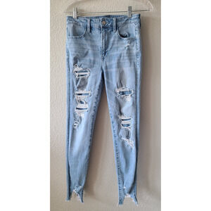American Eagle‎ Womens Jegging Jeans SZ 6 Distressed 90s Grunge 360 Stretch